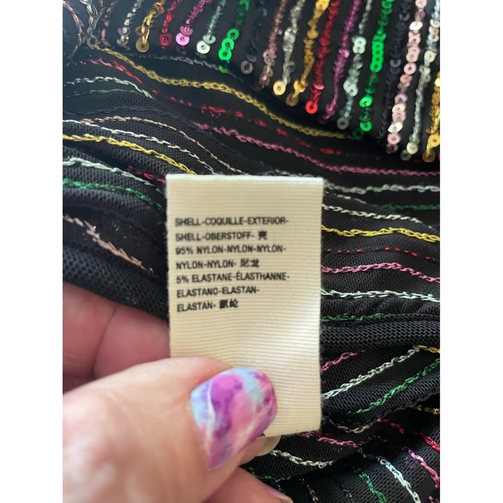 Free People Midnight City Rainbow Combo Sequin Mock Neck Top Size S NWT - Picture 11 of 12